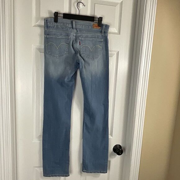 Levis 524 Too Superlow Womens Jeans Size 5M Blue Wash Straight Leg Distressed N - Picture 3 of 12